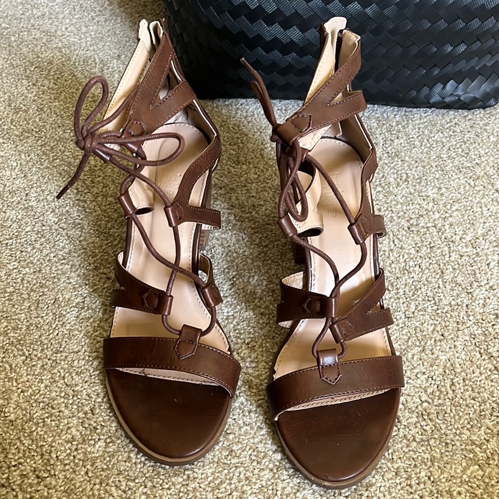 Dark brown wide heel